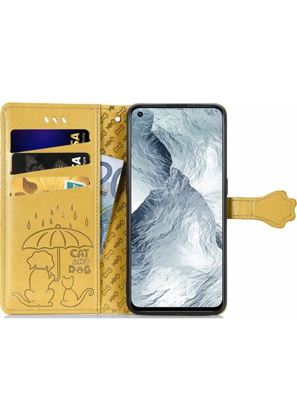 Oppo Realme Gt Master Için Standlı Karikatür Kabartmalı Deri Kılıf - Sarı (Yurt Dışından)