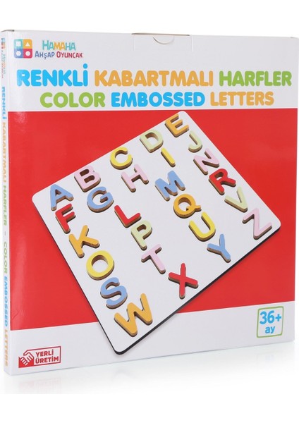 Wooden Toys Doğal Ahşap Eğitici Oyuncak Renkli Kabartmalı Harfler HMH-116