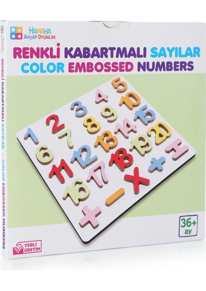 Wooden Toys Doğal Ahşap Eğitici Oyuncak Renkli Kabartmalı Sayılar HMH-123