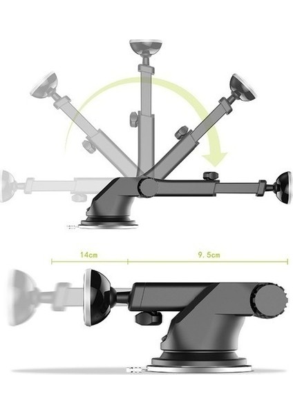 Araç Içi Vantuzlu Manyetik Mıknatıslı Telefon Tutucu Tutacağı Uzayabilen Car Holder