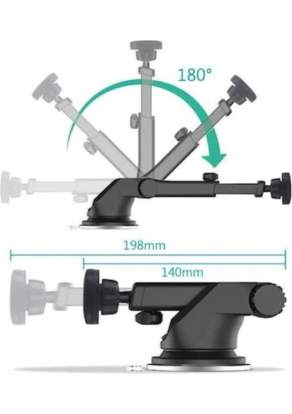 Araç Içi Vantuzlu Manyetik Mıknatıslı Telefon Tutucu Tutacağı Uzayabilen Car Holder