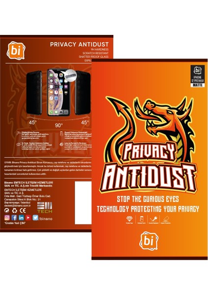 Binano Prıvacy Antıdust Matte Iphone 13 Mını Ekran Koruyucu