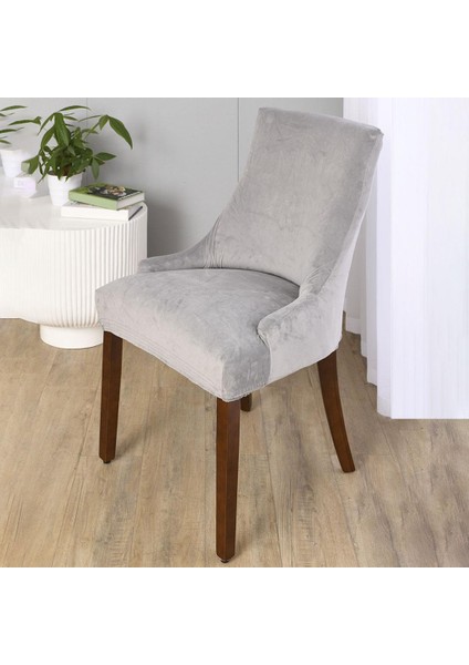 F Fityle Pu Deri Yüksek Elastik Sandalye Slipcovers Açık Gri Kapakları (Yurt Dışından)