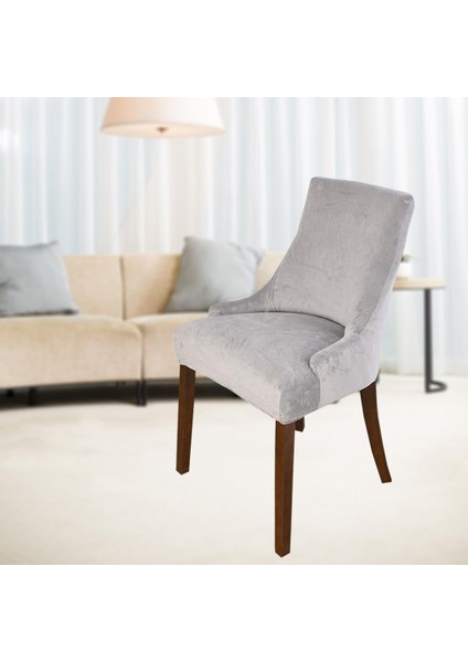F Fityle Pu Deri Yüksek Elastik Sandalye Slipcovers Açık Gri Kapakları (Yurt Dışından)