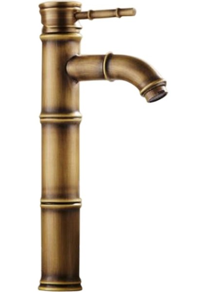 F Fityle Retro Pirinç Bambu Şekli Ev Banyo Lavabo Gemi Musluk Havzası Mikser Dokunun # 3 Kavisli Ağız (Yurt Dışından)