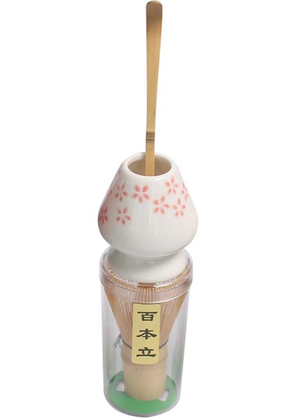 Matcha Çay Çırpma Seti Bambu Çırpma Teli + Bambu Kaşık + Seramik Çırpma Tutucu Çiçek (Yurt Dışından)