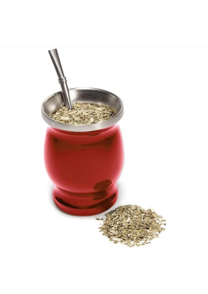 Paslanmaz Çelik Yerba Mate Kupası Seti Çift Katmanlı Vakum Yalıtım Kupa Kırmızı (Yurt Dışından)