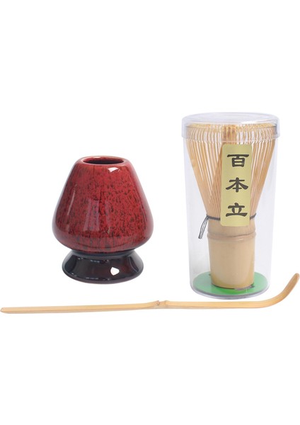 Japon Tarzı Matcha Çay Çırpma Seti Nefis Bambu Çay Kepçe Kırmızı (Yurt Dışından)