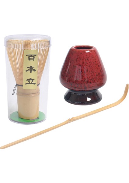 Japon Tarzı Matcha Çay Çırpma Seti Nefis Bambu Çay Kepçe Kırmızı (Yurt Dışından)