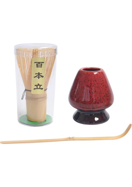 Japon Tarzı Matcha Çay Çırpma Seti Nefis Bambu Çay Kepçe Kırmızı (Yurt Dışından)