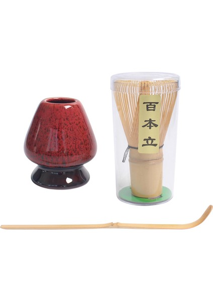 Japon Tarzı Matcha Çay Çırpma Seti Nefis Bambu Çay Kepçe Kırmızı (Yurt Dışından)