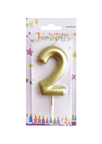 2 Yaş Altın Pasta Mumu