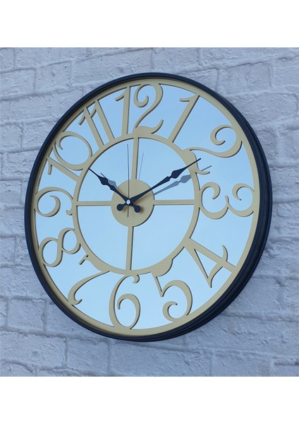 Siyah Renkli Metal Kasalı Aynalı Duvar Saati