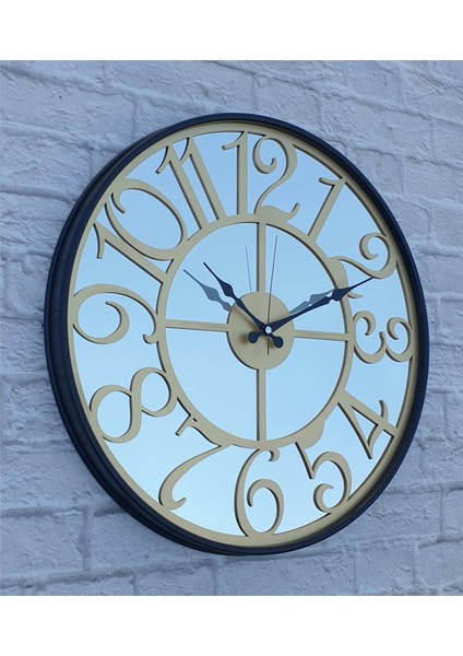 Siyah Renkli Metal Kasalı Aynalı Duvar Saati fiyatları