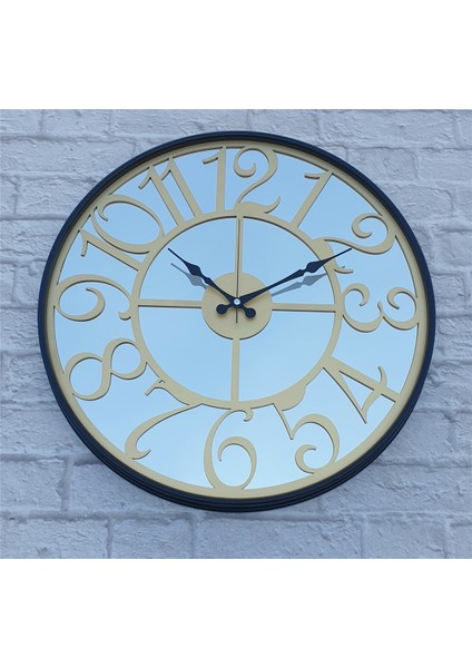 Siyah Renkli Metal Kasalı Aynalı Duvar Saati modelleri