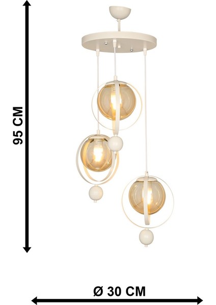 Jüpiter 3.lü Avize Beyaz Bal Cam indirimleri