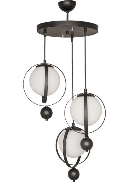 Jüpiter 3.lü Avize Siyah Beyaz Cam modelleri