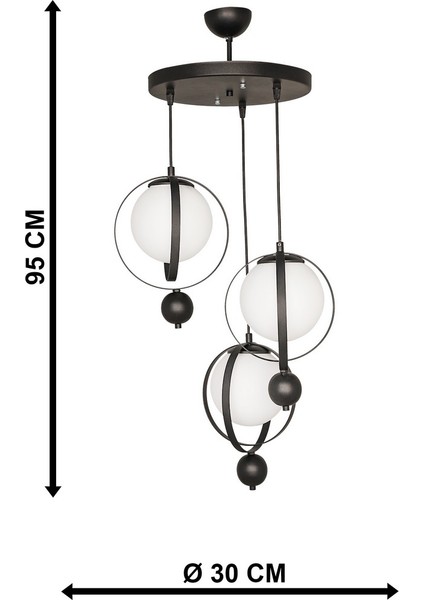 Jüpiter 3.lü Avize Siyah Beyaz Cam indirimleri