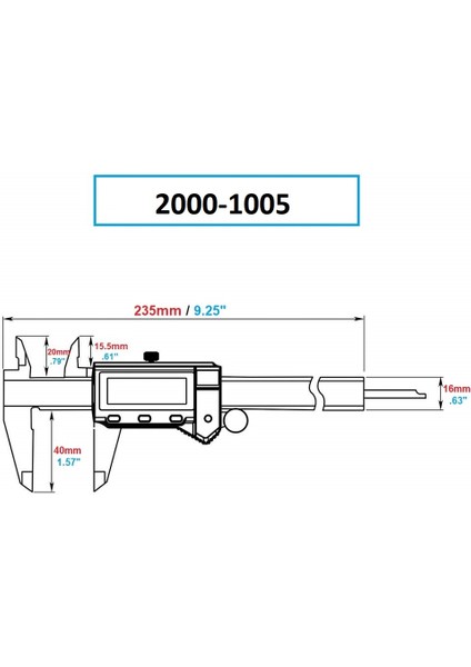 150 mm Mavi LCD Ekran Dijital Kumpas IP54 Korumalı (2000-1005) indirimleri