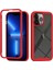 Apple iPhone 13 Pro Max Için Hibrit Şeffaf Bumper Shockproof Tam Koruma Kılıf Kapaklı Kırmızı 1