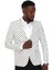 Geniş Mono Yaka Puantiye Desenli Slimfit Beyaz Tek Düğme Ceket 2