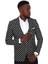 Geniş Mono Yaka Puantiye Desenli Slimfit Siyah Tek Düğme Ceket 3
