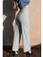 Kadın Gri Fitilli Wide Leg Örme Pantolon 2