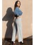 Kadın Gri Fitilli Wide Leg Örme Pantolon 4