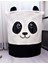 %100 Pamuk Kadife Panda Baskılı Beyaz Silindir Sepet 37x40 cm 1