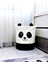 %100 Pamuk Kadife Panda Baskılı Beyaz Silindir Sepet 37x40 cm 3