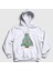 Unisex Beyaz Kedili Çam Ağacı Yılbaşı Kapüşonlu Sweatshirt 1