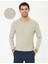 Erkek Kum Melanj Slim Fit Bisiklet Yaka Triko Kazak 50248536-VR123 1