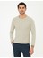 Erkek Kum Melanj Slim Fit Bisiklet Yaka Triko Kazak 50248536-VR123 3
