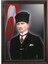 Ceviz Rengi Çerçeveli Türk Bayrağı Fonlu Atatürk Portresi 2