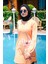 Sulu Boya Çiçek Detaylı Likralı Tam Kapalı Tesettür Mayo 4'lü Set Marina Mayo M2013 Yavruağzı 1