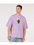 Oversize T-Shirt Hug Kaktüs Baskılı Lila Erkek-Kadın 1