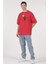 Oversize T-Shirt Hug Kaktüs Baskılı Kırmızı Erkek-Kadın 2
