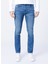 Düşük Bel Slim Fit Düz Mavi Erkek Denim Pantolon - 5159 4