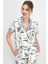 7736 Leopard Krem Kadın Gömlek Pijama 3