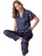 VİENETTA 161091-5156 BAYAN SATEN KISA KOL GÖMLEK YAKA DRESS BLUES PİJAMA TAKIMI 1