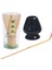 Matcha Çay Teli Set Bambu Çırpma Teli + Bambu Kaşık + Seramik Çırpma Tutucu Siyah (Yurt Dışından) 1