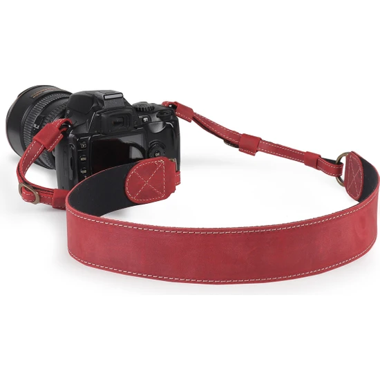 Megagear Sierra Serisi Tüm Kameralar Için Gerçek Deri Omuz Veya Boyun Askısı - Kırmızı