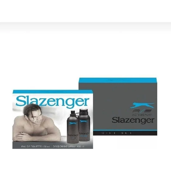Slazenger Orıjınal Parfüm Edt 125ML + 150ML Erkek Deodorant Mavi Kofre Set