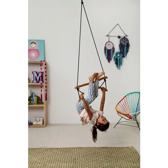 Bundera Basic Ahşap Duyusal Trapez Salıncak Çocuk Jimnastik Aktivite Gelişim Salıncağı