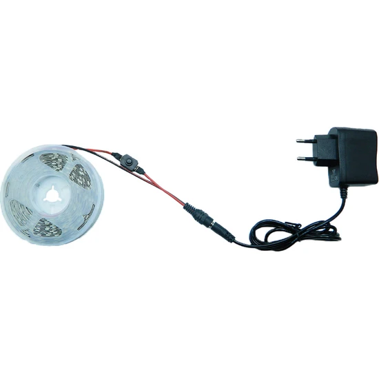 Smyrna Adaptörlü ve Açma-Kapama Anahtarlı Şerit LED Seti 12V 5 Metre Günışığı