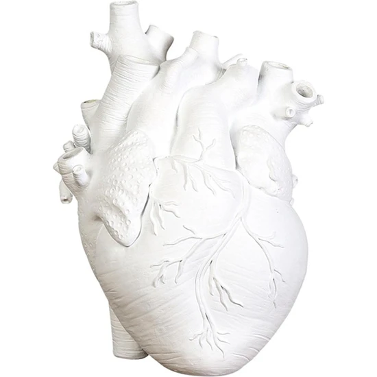 F Fityle Anatomik Kalp Vazo Reçine Saksı Masaüstü Süs Ev Raf Dekor-Yeni Beyaz 13X9X17 cm (Yurt Dışından)