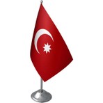 Satürn Design Masa Üstü Osmanlı Devleti Bayrağı Krom Direk Masa Bayrak Seti
