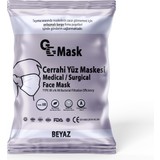 Face Mask Gglobal 50'li, 3 Katlı Meltblown, Full Ultrasonic, Telli Cerrahi Maske (Beyaz)