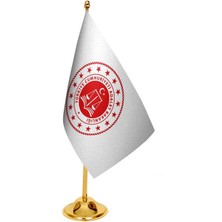 Satürn Design Masaüstü Adalet Bakanlığı Bayrağı Pirinç Direk Masa Bayrak Seti