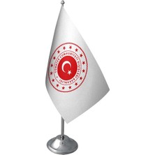 Satürn Design Masaüstü Dışişleri Bakanlığı Bayrağı Krom Direk Masa Bayrak Seti